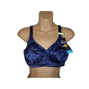 Bali Classic Support Wireless Bra 38B Navy Blue Floral Lace DF3372 Cool Comfort